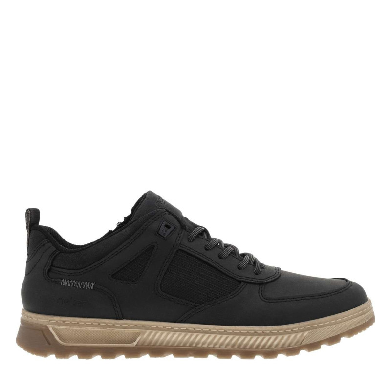 Sneakers noires à talon plat avec un zip et des lacets ronds - Image 2