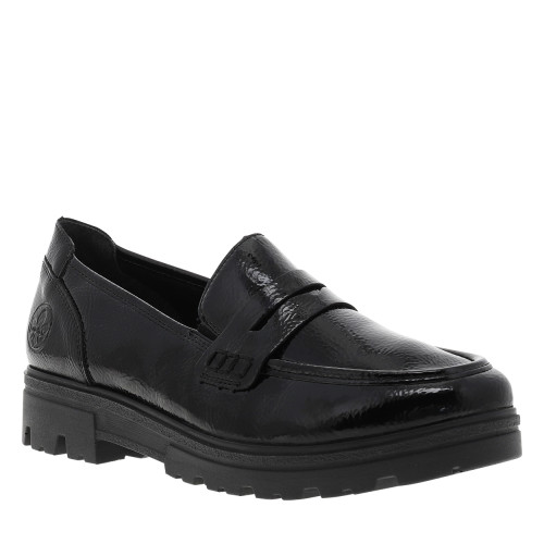 Thumbnail Mocassins noirs à talon décroché bas avec des soufflets élastiqués