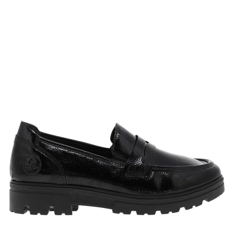 Mocassins noirs à talon décroché bas avec des soufflets élastiqués - Image 2