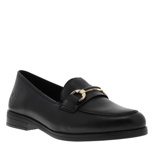 Thumbnail Mocassins en cuir noirs avec un talon décroché bas et des soufflets élastiqués