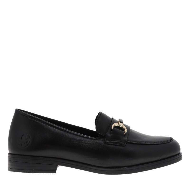 Mocassins en cuir noirs avec un talon décroché bas et des soufflets élastiqués - Image 2