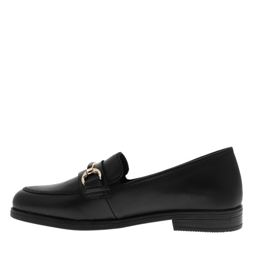 Thumbnail Mocassins en cuir noirs avec un talon décroché bas et des soufflets élastiqués - Image 3