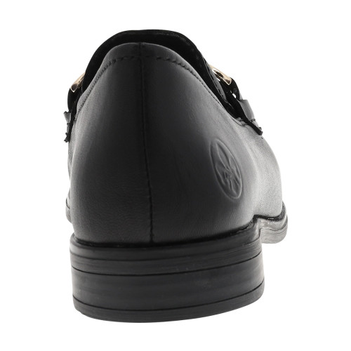 Thumbnail Mocassins en cuir noirs avec un talon décroché bas et des soufflets élastiqués - Image 4