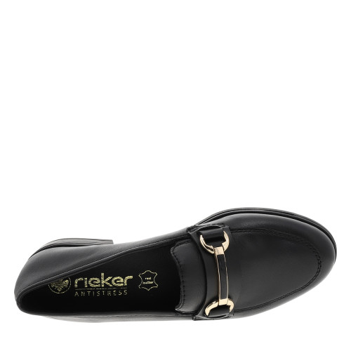 Thumbnail Mocassins en cuir noirs avec un talon décroché bas et des soufflets élastiqués - Image 5