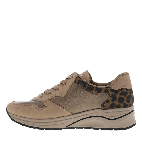 Thumbnail Baskets running beiges à talon compensé bas avec des lacets et un zip latéral - Image 3