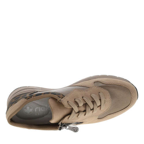 Thumbnail Baskets running beiges à talon compensé bas avec des lacets et un zip latéral - Image 5