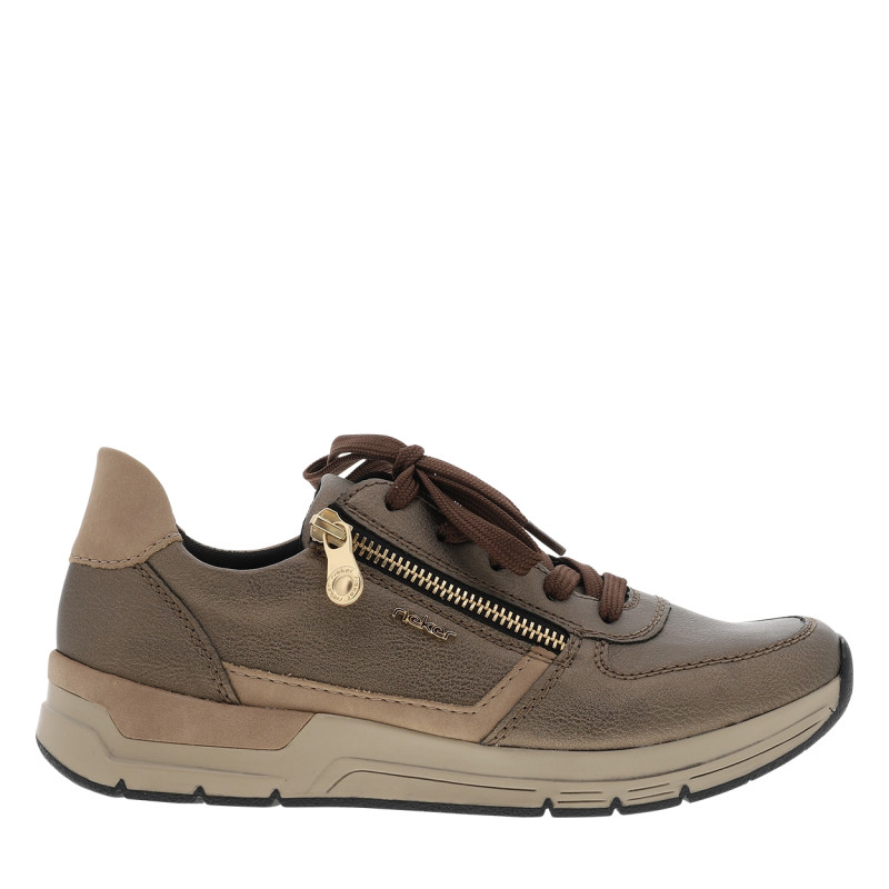 Baskets running bronze à talon plat avec des lacets et un zip latéral - Image 2