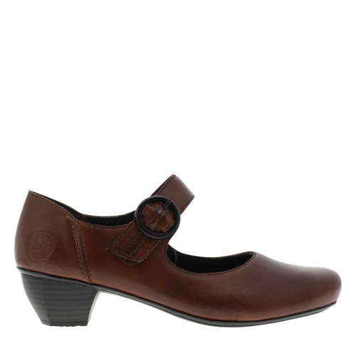 Thumbnail Escarpins en cuir cognac avec un talon décroché bas et une bande auto-agrippante - Image 2