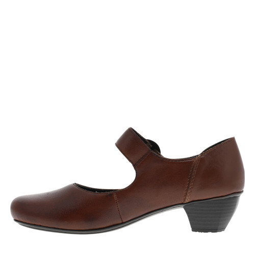 Thumbnail Escarpins en cuir cognac avec un talon décroché bas et une bande auto-agrippante - Image 3