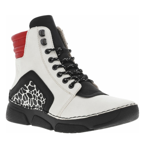 Thumbnail Bottines écrues à talon compensé bas avec des lacets et un zip latéral - Image 2