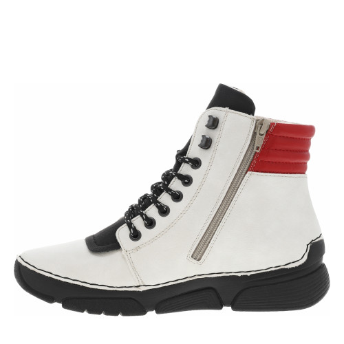 Thumbnail Bottines écrues à talon compensé bas avec des lacets et un zip latéral - Image 3