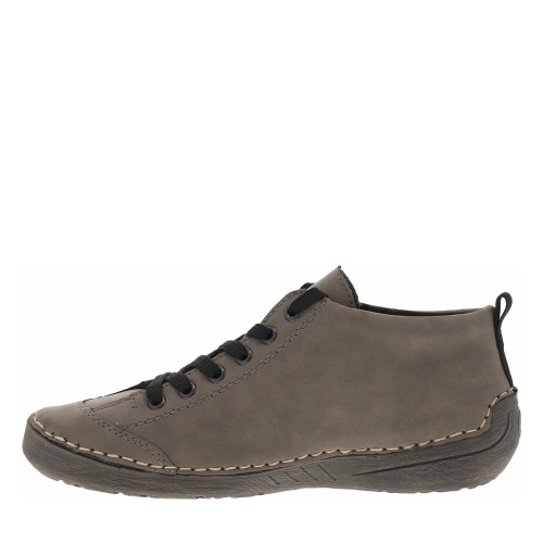 Thumbnail Bottines taupe à semelle griffées plates avec lacets plats noirs - Image 3