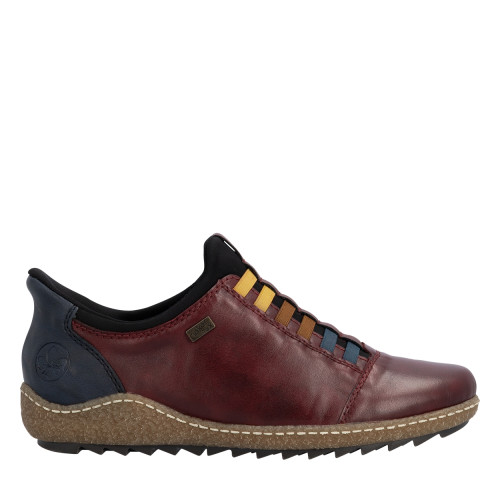 Thumbnail Sneakers en cuir bordeaux à talon plat pourvues d'une fermeture slip-on
