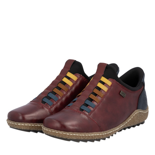 Thumbnail Sneakers en cuir bordeaux à talon plat pourvues d'une fermeture slip-on - Image 7