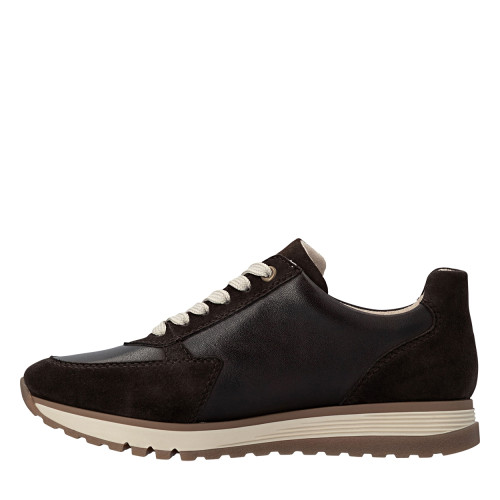 Thumbnail Baskets running en cuir brunes à talon plat avec lacets et zip latéral - Image 3