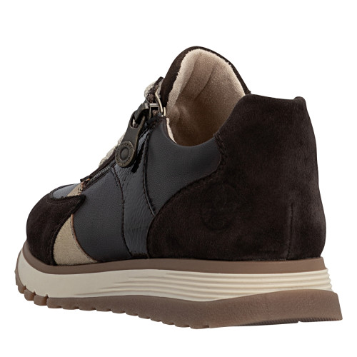 Thumbnail Baskets running en cuir brunes à talon plat avec lacets et zip latéral - Image 4