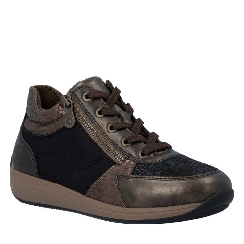 Thumbnail Sneakers bronze à talon plat pourvues de lacets et d'un zip latéral - Image 2