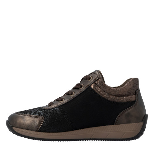 Thumbnail Sneakers bronze à talon plat pourvues de lacets et d'un zip latéral - Image 3