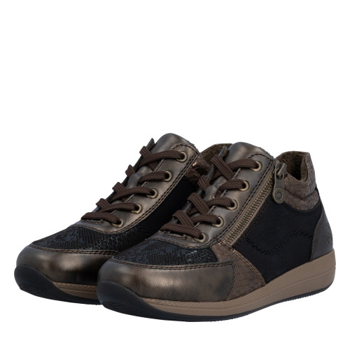 Thumbnail Sneakers bronze à talon plat pourvues de lacets et d'un zip latéral - Image 7