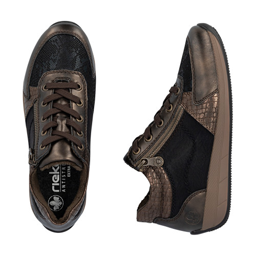 Thumbnail Sneakers bronze à talon plat pourvues de lacets et d'un zip latéral - Image 8