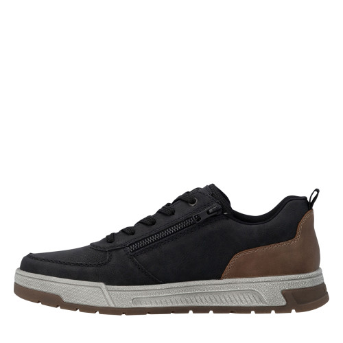 Thumbnail Sneakers noires à talon plat pourvues de lacets et d'un zip latéral - Image 3