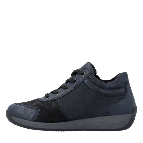 Thumbnail Sneakers bleu marine à talon plat pourvues de lacets et d'un zip - Image 3