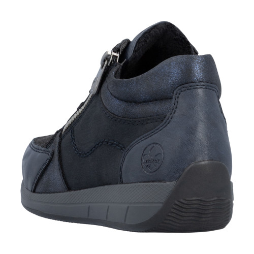 Thumbnail Sneakers bleu marine à talon plat pourvues de lacets et d'un zip - Image 4