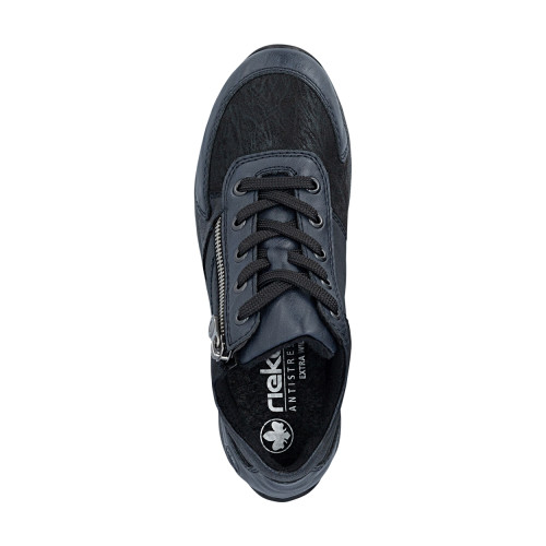 Thumbnail Sneakers bleu marine à talon plat pourvues de lacets et d'un zip - Image 5