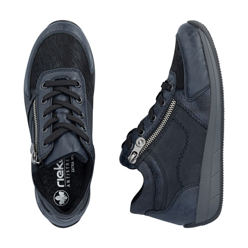 Thumbnail Sneakers bleu marine à talon plat pourvues de lacets et d'un zip - Image 8