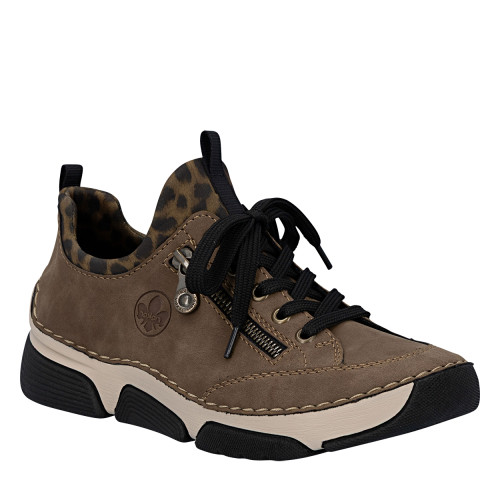 Thumbnail Sneakers brunes à talon compensé bas pourvues d'une fermeture à lacets - Image 2