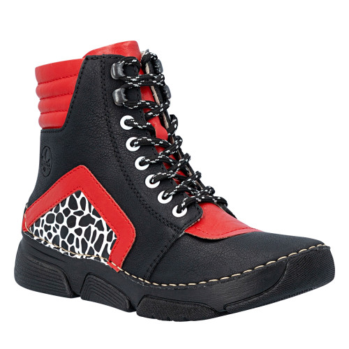 Thumbnail Bottines noires à talon compensé bas pourvues d'une fermeture zippée - Image 2