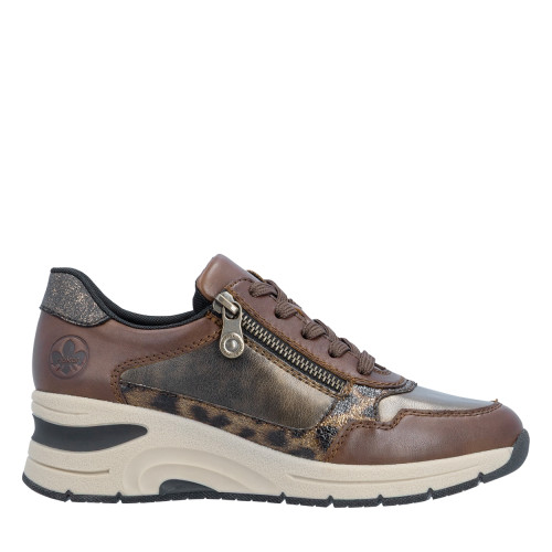 Thumbnail Baskets en cuir marron à talon compensé pourvues de lacets plats