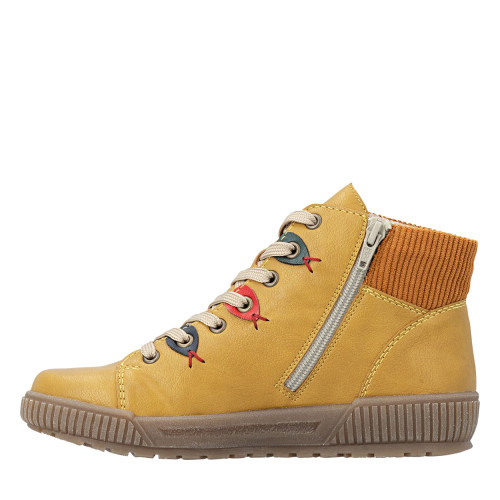 Thumbnail Bottines jaunes à talon plat pourvues de lacets et d'un zip latéral - Image 3