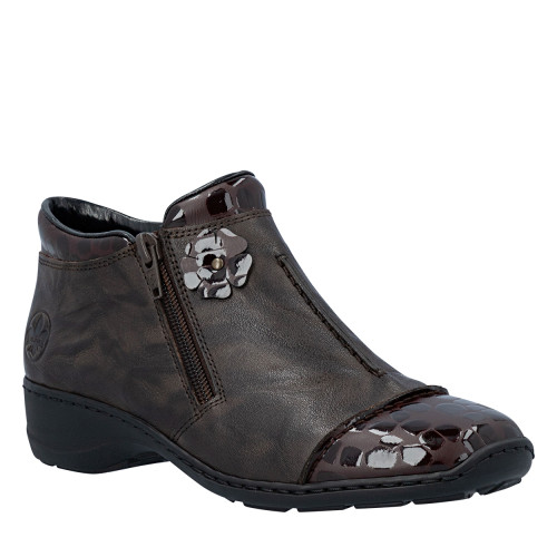 Thumbnail Bottines en cuir marron pourvues d'un talon à décroché bas et d'un zip - Image 2