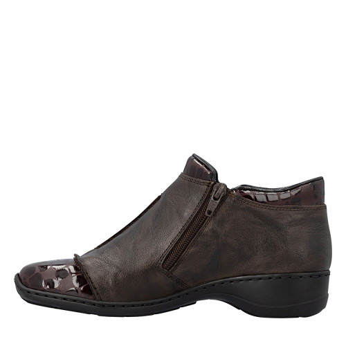 Thumbnail Bottines en cuir marron pourvues d'un talon à décroché bas et d'un zip - Image 3