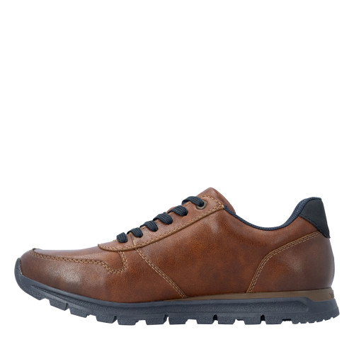 Thumbnail Sneakers en cuir cognac à talon plat pourvues de lacets contrastés - Image 3