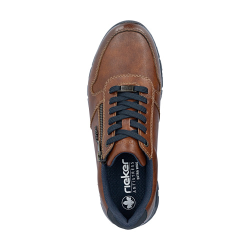 Thumbnail Sneakers en cuir cognac à talon plat pourvues de lacets contrastés - Image 5