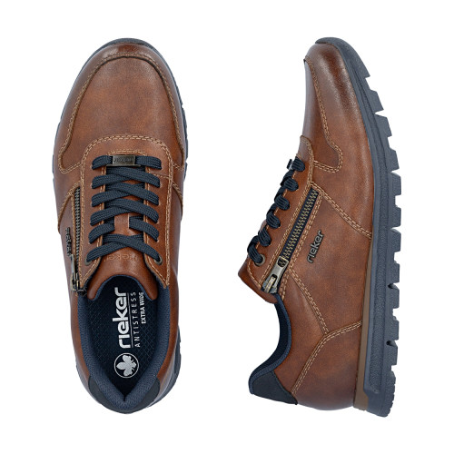 Thumbnail Sneakers en cuir cognac à talon plat pourvues de lacets contrastés - Image 8