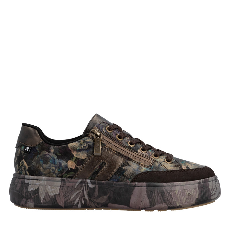 Sneakers multicolores à talon plateau pourvues de lacets et d'un zip