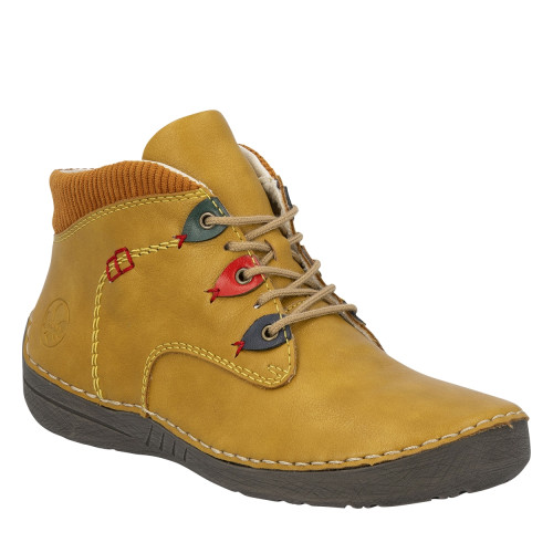 Thumbnail Sneakers jaunes à talon plat pourvues de lacets et d'un zip latéral - Image 2