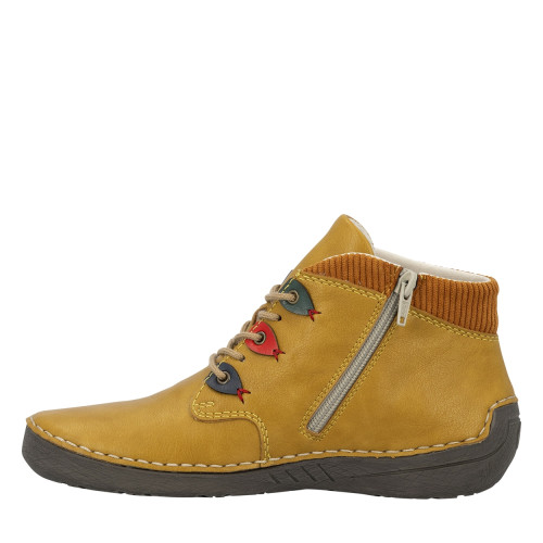 Thumbnail Sneakers jaunes à talon plat pourvues de lacets et d'un zip latéral - Image 3
