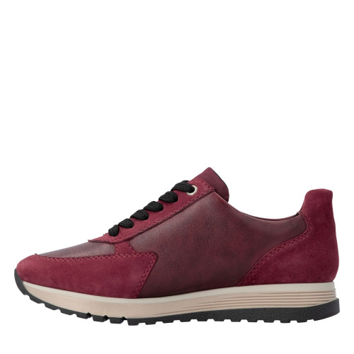 Thumbnail Baskets running en cuir bordeaux à talon plat avec lacets et zip latéral - Image 3