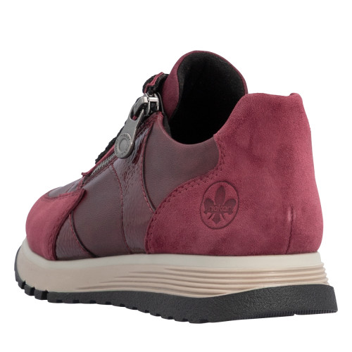 Thumbnail Baskets running en cuir bordeaux à talon plat avec lacets et zip latéral - Image 4
