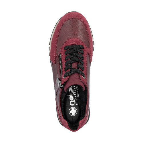 Thumbnail Baskets running en cuir bordeaux à talon plat avec lacets et zip latéral - Image 5