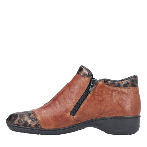 Thumbnail Bottines en cuir brunes léopard pourvues d'un talon à décroché bas - Image 3