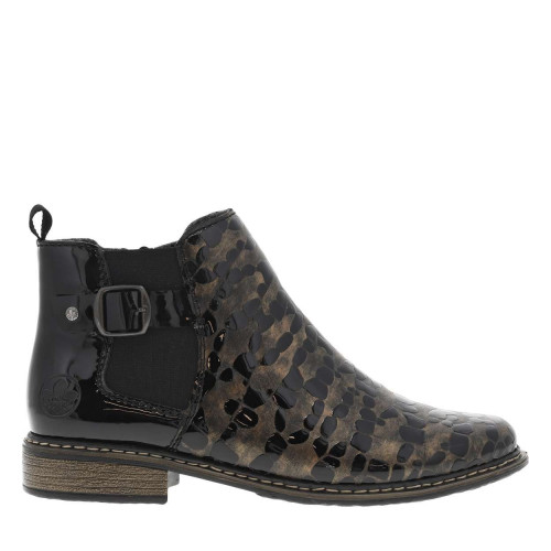 Thumbnail Boots en cuir bronze à talon décroché bas avec un zip et un soufflet élastiqué
