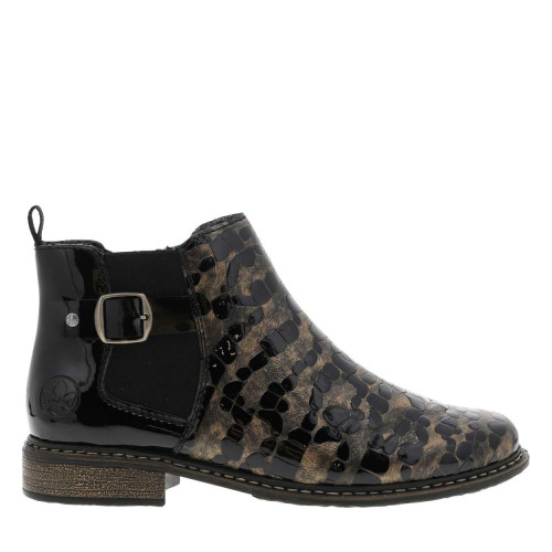 Thumbnail Boots en cuir bronze à talon décroché bas avec un zip et un soufflet élastiqué - Image 2