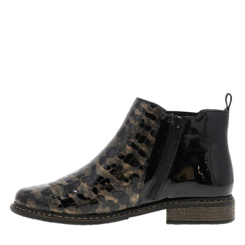 Thumbnail Boots en cuir bronze à talon décroché bas avec un zip et un soufflet élastiqué - Image 3