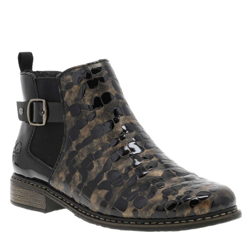 Thumbnail Boots en cuir bronze à talon décroché bas avec un zip et un soufflet élastiqué - Image 4