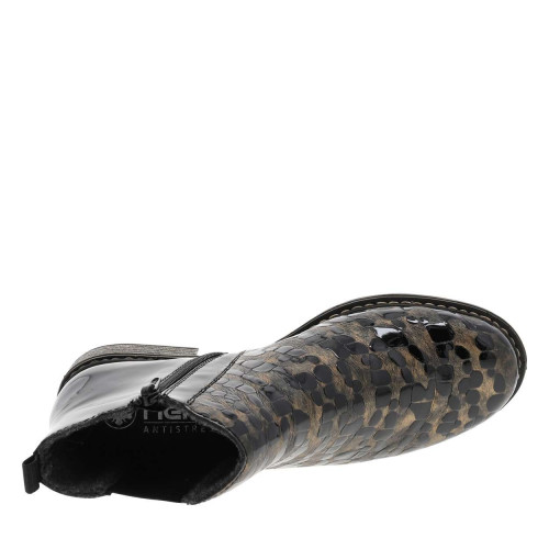 Thumbnail Boots en cuir bronze à talon décroché bas avec un zip et un soufflet élastiqué - Image 5
